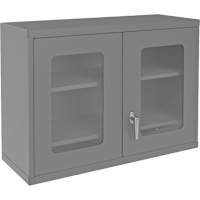 Wall-Mountable Storage Cabinet with Clearview Doors, 26-15/16" H x 35-7/8" W x 13-11/16" D, 2 Shelves, Steel, Grey Cam Industrial
