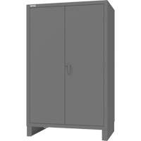 Cabinet with Recessed Pegboard Doors, Steel, 4 Shelves, 78" H x 48" W x 30" D, Grey Cam Industrial
