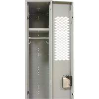 Vented Lockers, Bank of 3, 36 x 18" x 88", Steel, Grey, Knocked Down, Perforated Cam Industrial