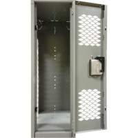 Vented Lockers, 2 -tier, Bank of 3, 36 x 18" x 88", Steel, Grey, Knocked Down, Perforated Cam Industrial