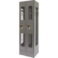 Vented Lockers, Bank of 2, 24" x 18" x 78", Steel, Grey, Knocked Down, Perforated Cam Industrial