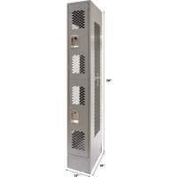 Vented Lockers, 2 -tier, 12" x 18" x 78", Steel, Grey, Knocked Down, Perforated Cam Industrial