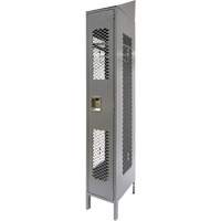 Vented Lockers, 12" x 18" x 88", Steel, Grey, Knocked Down, Perforated Cam Industrial