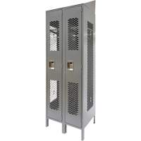 Vented Lockers, Bank of 2, 24" x 18" x 88", Steel, Grey, Knocked Down, Perforated Cam Industrial
