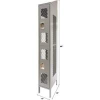 Vented Lockers, 2 -tier, 12" x 18" x 88", Steel, Grey, Knocked Down, Perforated Cam Industrial