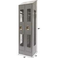 Vented Lockers, Bank of 2, 24" x 18" x 88", Steel, Grey, Knocked Down, Perforated Cam Industrial