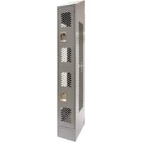 Vented Lockers, 2 -tier, 12" x 18" x 88", Steel, Grey, Knocked Down, Perforated Cam Industrial