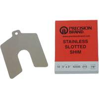 Slotted Shim Assortments, 2" L x 0.001"- 0.125" Thickness, 2" W, Stainless Steel Cam Industrial