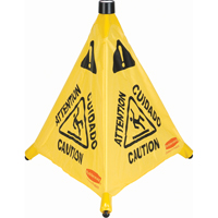Pop-Up Safety Cone, Trilingual With Pictogram Cam Industrial