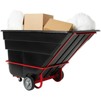 Tilt Truck, Black Recycled Plastic, 1/2 cu.yd., 1400 lbs. Load Capacity Cam Industrial