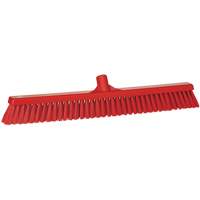 Combo Bristle Push Broom, Coarse/Fine Bristles, 24-1/2", Polyester, Red Cam Industrial
