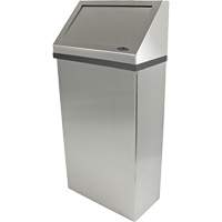 Wall Mounted Waste Receptacle, Stainless Steel, 13.2 US gal. Cam Industrial