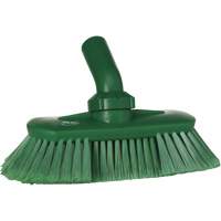 Brosse de lavage aliment&eacute;e en eau et &agrave; angle r&eacute;glable, Soies Doux, Longueur de 9-1/4", Vert Cam Industrial