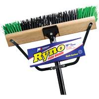 Ryno Push Broom with Braced Handle, 18", Stiff, PVC Bristles Cam Industrial