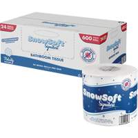 Snow Soft Premium Toilet Paper, 2 Ply, 600 Sheets/Roll, 145' Length, White Cam Industrial