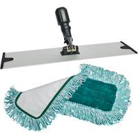 Dust Mop Pad & Frame, Hook and Loop Style, Polyester, 18" L x 5-3/4" W Cam Industrial