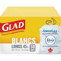 Tall 45L Febreze Garbage Bags, Regular, 24" W x 28" L, White Cam Industrial
