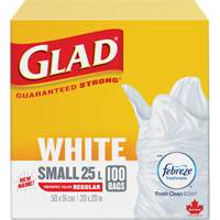 Small 25L Febreze Garbage Bags, Regular, 20" W x 20" L, White Cam Industrial