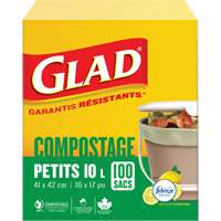 Petits sacs de compostage, R&eacute;gulier, 17" lo x 16" la, Brun, Capacit&eacute; de 10 L (3 gal.) Cam Industrial