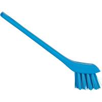 Brosse avec rebord grattoir, Soies Ferme, Longueur de 6", Bleu Cam Industrial