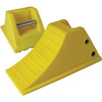 40 Ton Large Equipment Wheel Chock with Grip Pads, Urethane, Yellow Cam Industrial