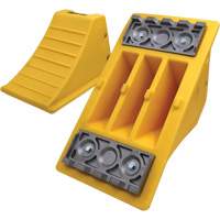 40 Ton Large Equipment Wheel Chock with Aluminum Cleats, Urethane, Yellow Cam Industrial