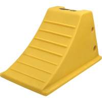 75 Ton Large Equipment Wheel Chock with Grip Pads, Urethane, Yellow Cam Industrial