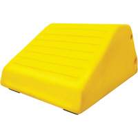 255 Ton Large Equipment Wheel Chock with Handle & Hole, Urethane, Yellow Cam Industrial