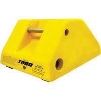 255 Ton Large Equipment Wheel Chock with Handle & Hole, Urethane, Yellow Cam Industrial