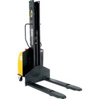 Narrow Mast Powered Lift Stacker, Electric Operated, 1500 lbs. Capacity, 63" Max Lift Cam Industrial