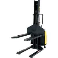 Narrow Mast Powered Lift Stacker, Electric Operated, 1500 lbs. Capacity, 63" Max Lift Cam Industrial