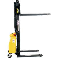 Narrow Mast Powered Lift Stacker, Electric Operated, 1500 lbs. Capacity, 63" Max Lift Cam Industrial