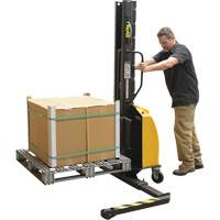Narrow Mast Powered Lift Stacker, Electric Operated, 1000 lbs. Capacity, 63" Max Lift Cam Industrial