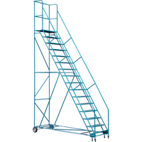 CSA-Certified Rolling Step Ladder with Locking Step, 16 Steps, 30" Step Width, 144" Platform Height, Steel Cam Industrial