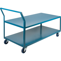 Heavy-Duty Low Profile Shop Carts, 2 Tiers, 30" W x 60" D x 40" H, 1200 lbs. Cap. Cam Industrial