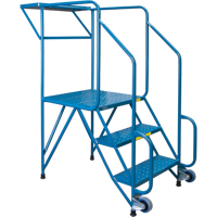 Mechanics/Maintenance Rolling Ladder, Steel, 3 Steps, 28" Platform Height Cam Industrial