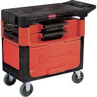 Trades Carts With Lockable Cabinet, 2 Drawers, 38" L x 19-1/4" W x 33-3/8" H, Black Cam Industrial