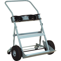 Four-Wheel Cylinder Hand Trucks, Pneumatic Wheels, 28" W x 6" L Base, 1000 lbs. Cam Industrial