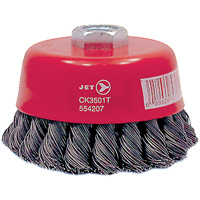 CK3501T High Performance Knot Twisted Cup Brush, 3-1/2" Dia., 0.02" Fill, 5/8"-11 Arbor, Steel Cam Industrial