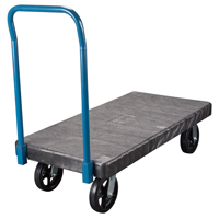 Plastic Platform Trucks, 48" L x 24" W, 2000 lbs. Cap., Mold-on Rubber Wheels Cam Industrial