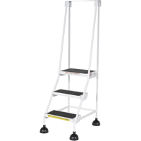 &eacute;chelles Stop-Step, 3 marches, Largeur de la marche 16", Hauteur de la plateforme 28-11/16", Acier Cam Industrial