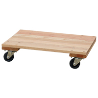 Solid Platform Wood Dolly, Rubber Wheels, 900 lbs. Capacity, 16" W x 24" D x 6" H Cam Industrial