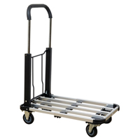 Folding Handle Platform Truck, Aluminum, 300 lbs., 28" L x 16" W, 37.75" High Cam Industrial