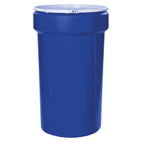 Nestable Polyethylene Drum, 55 US gal (45 imp. gal.), Open Top, Blue Cam Industrial