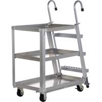Stockpicker Truck, Aluminum, 21-7/8" W x 40" D, 3 Shelves, 660 lbs. Capacity Cam Industrial