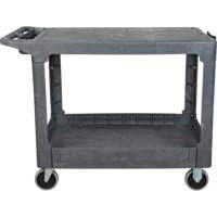 Flat-Shelf Utility Service Cart, 2 Tiers, 25-1/4" x 32-1/4" x 44", 550 lbs. Capacity Cam Industrial