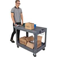 Flat-Shelf Utility Service Cart, 2 Tiers, 25-1/4" x 32-1/4" x 44", 550 lbs. Capacity Cam Industrial