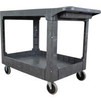 Flat-Shelf Utility Service Cart, 2 Tiers, 25-1/4" x 32-1/4" x 44", 550 lbs. Capacity Cam Industrial