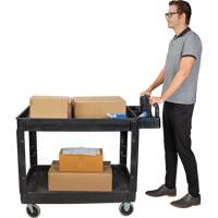 Utility Cart, 2 Tiers, 25-5/8" x 33-1/2" x 43-3/4", 550 lbs. Capacity Cam Industrial
