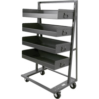 Single-Sided Heavy Duty A-Frame Cart with 4 Large Lipped Trays, 38" x 25" x 63", 2500 lbs. Capacity Cam Industrial